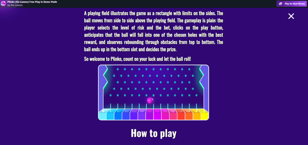 how to play Plinko Game slot game