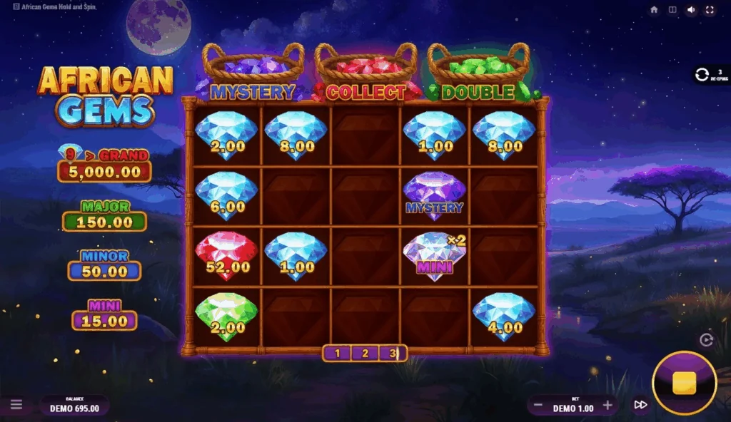 African Gems Hold and Spin slot game screenshot