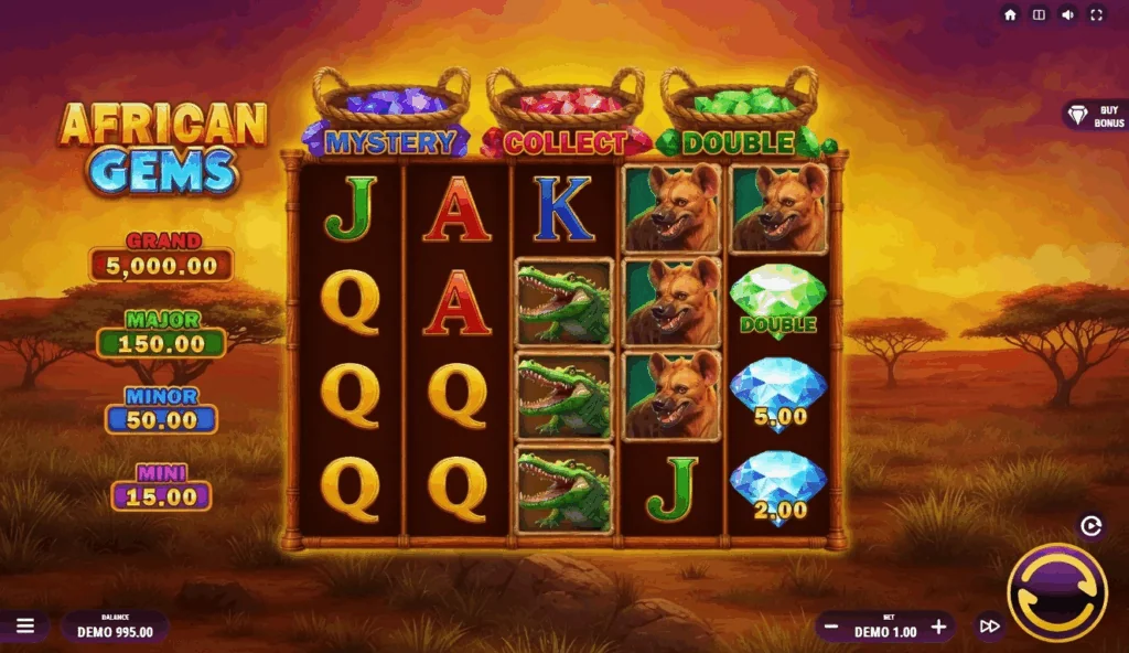 African Gems Hold and Spin demo gameplay