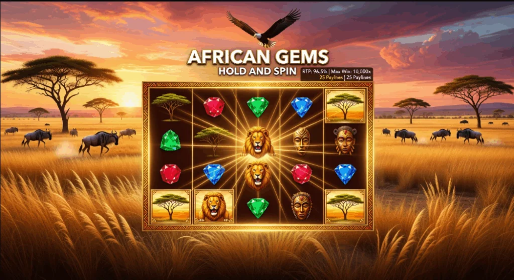 African Gems Hold and Spin slot features and rtp