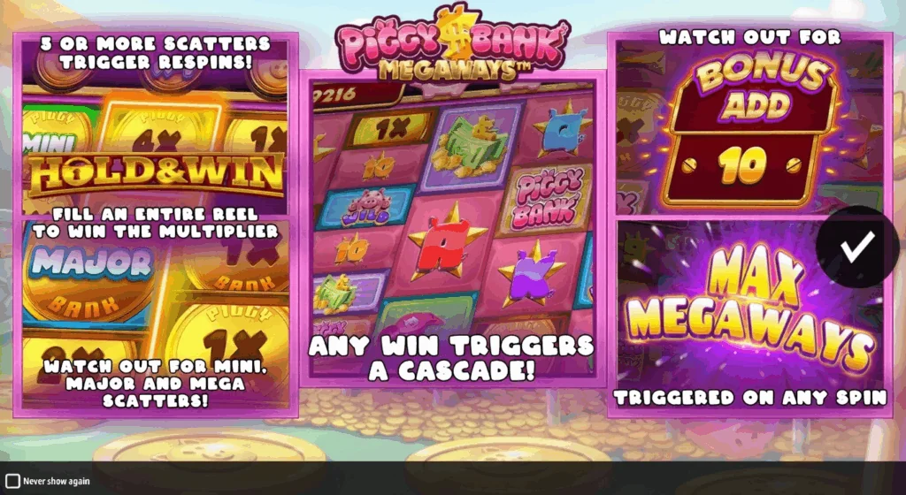 Piggy Bank Megaways slot game screenshot