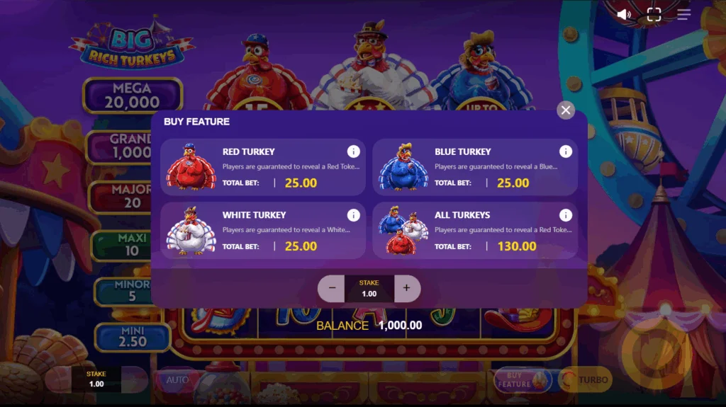 how to play Big Rich Turkeys slot game