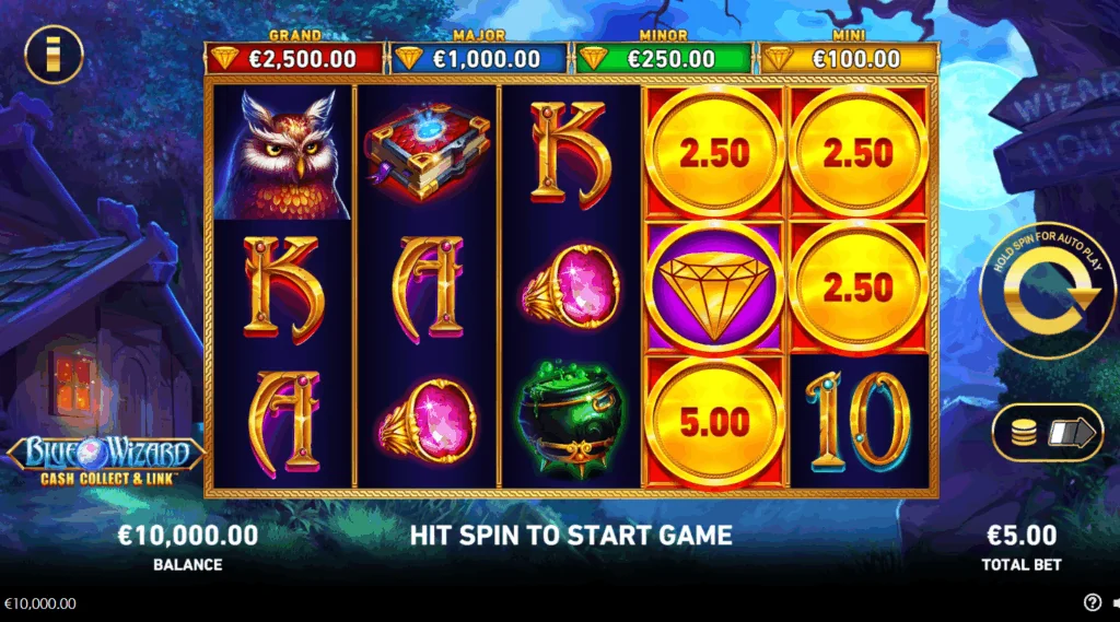 Blue Wizard: Cash Collect & Link slot game screenshot