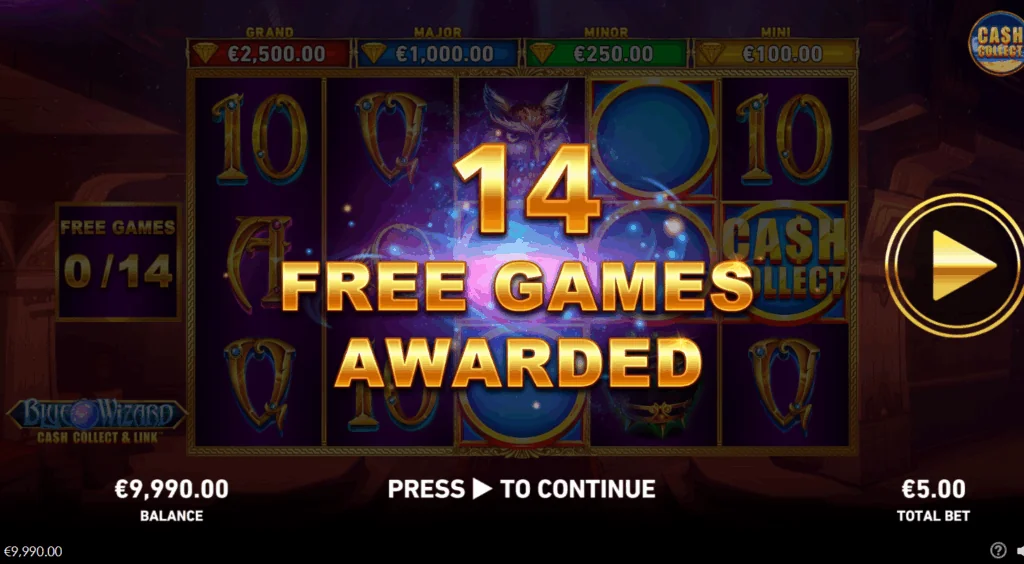 how to play Blue Wizard: Cash Collect & Link slot game
