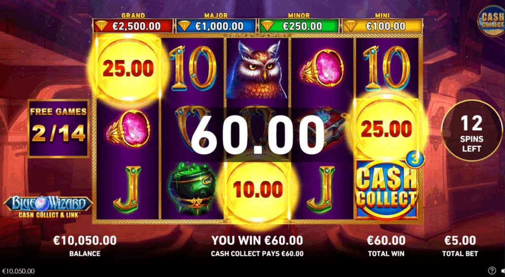Blue Wizard: Cash Collect & Link slot features and rtp