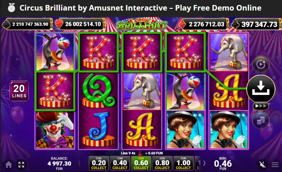 Circus Brilliant slot features and rtp