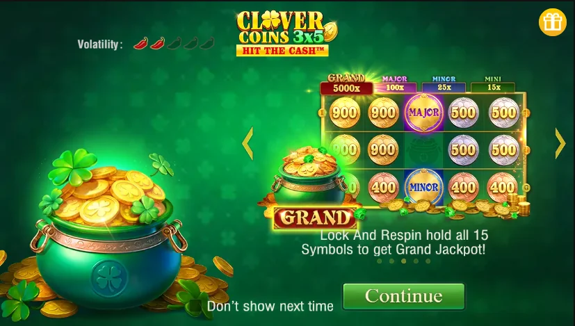 Clover Coins 3×5 slot game screenshot