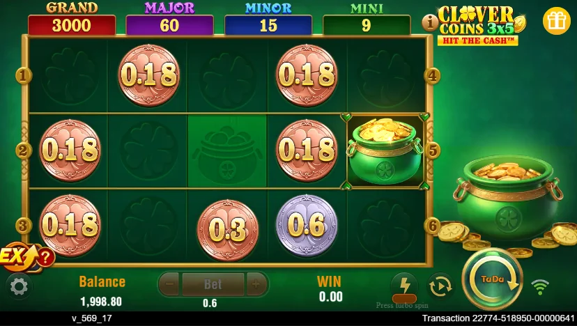 Clover Coins 3×5 demo gameplay