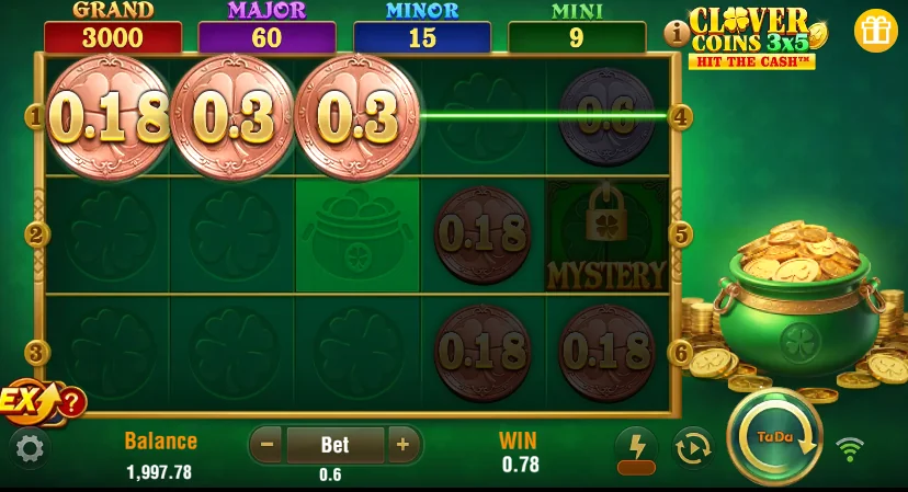 how to play Clover Coins 3×5 slot game
