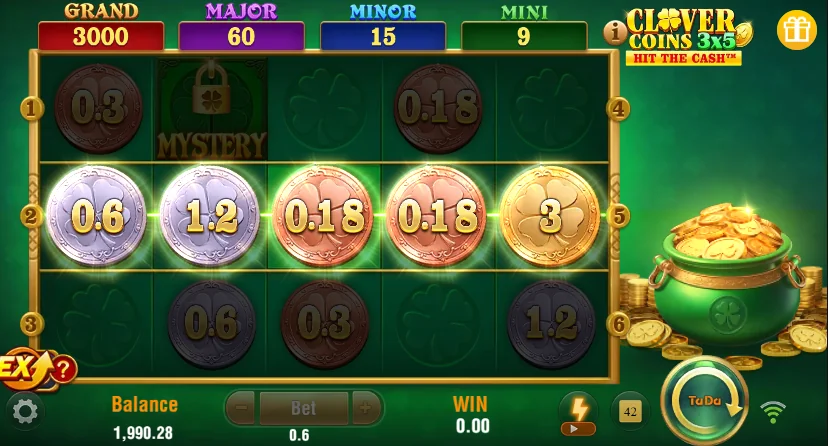 Clover Coins 3×5 slot features and rtp