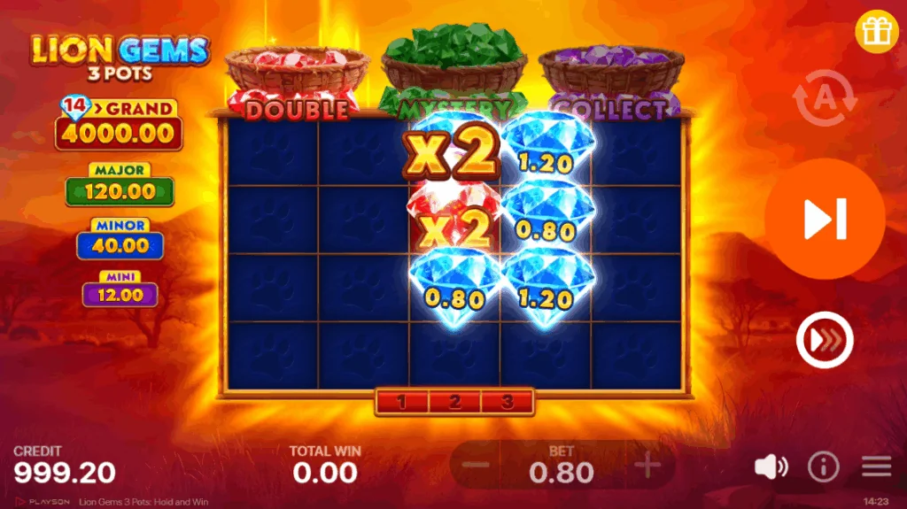Lion Gems 3 Pots: Hold and Win slot game screenshot