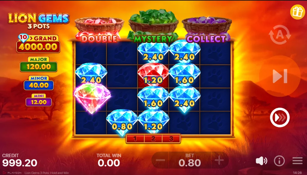 Lion Gems 3 Pots: Hold and Win demo gameplay