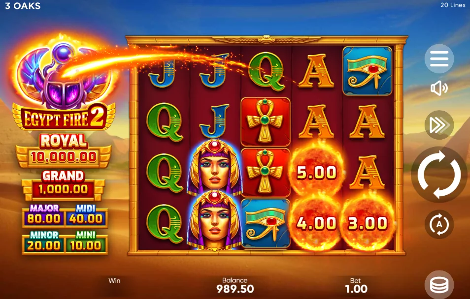 Egypt Fire 2 slot features and rtp