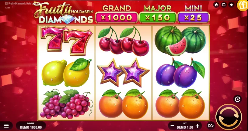 Fruity Diamonds Hold and Spin demo gameplay