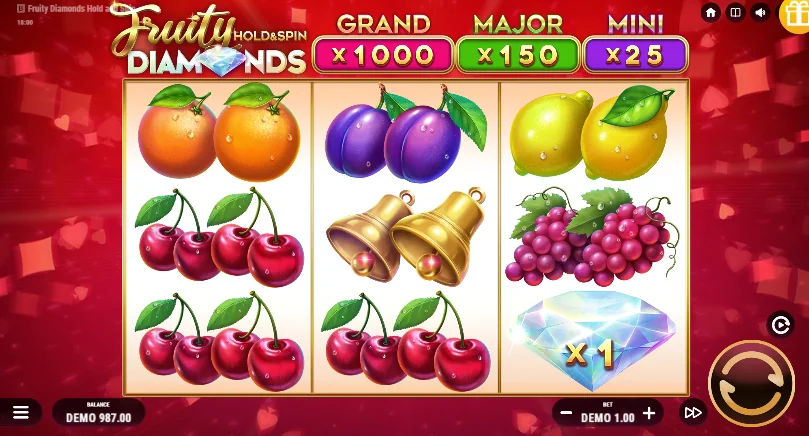 how to play Fruity Diamonds Hold and Spin slot game