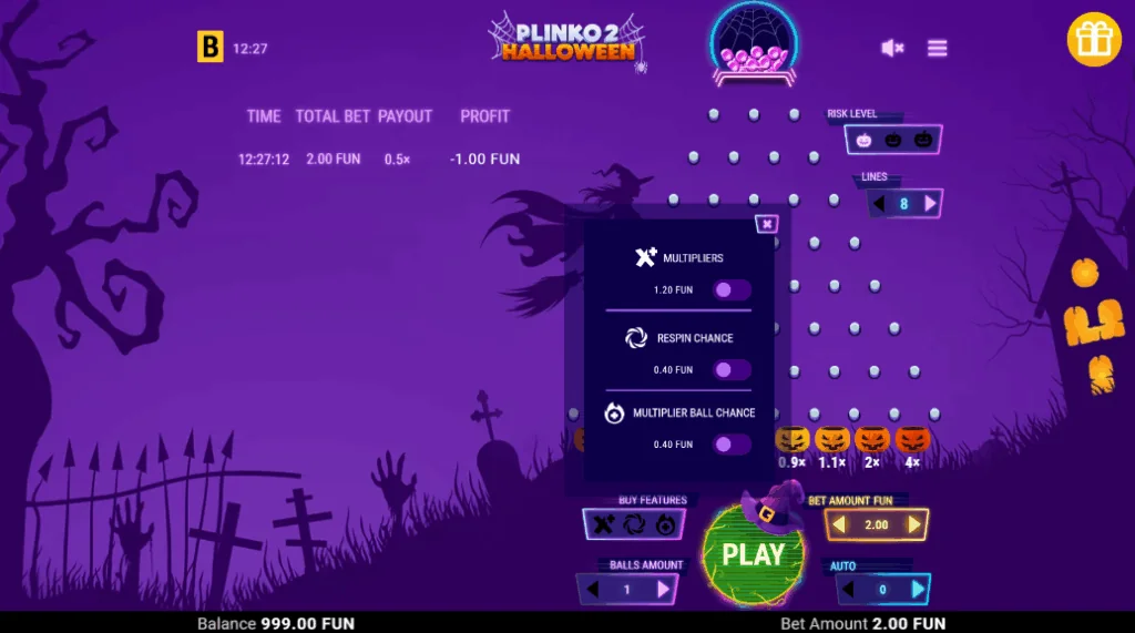 Plinko 2 Halloweenslot features and rtp