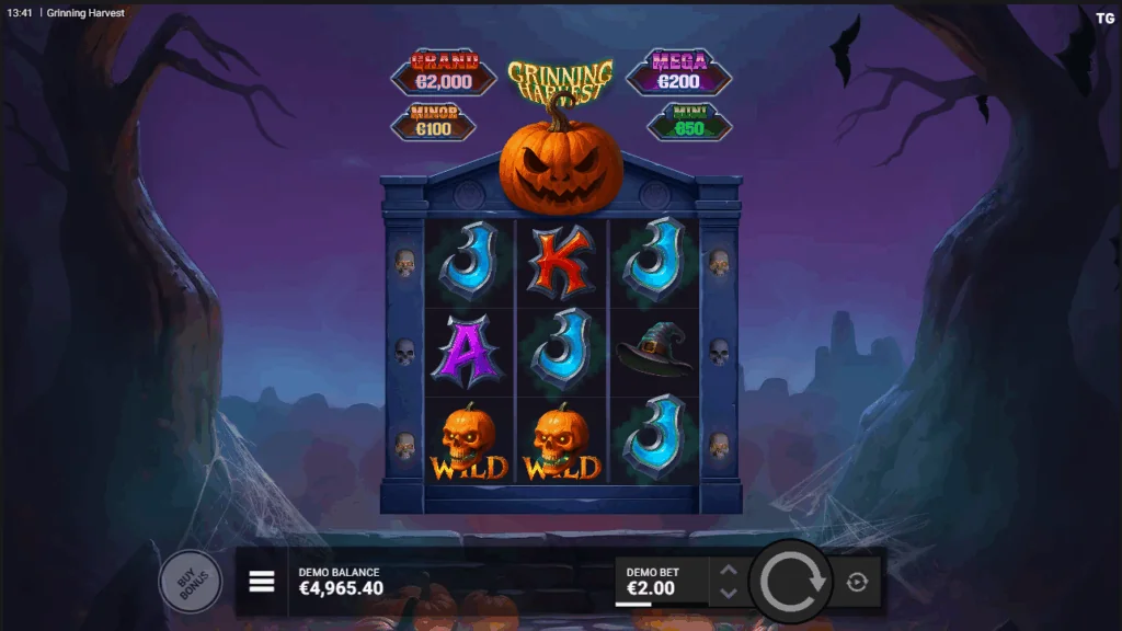 Grinning harvest slot features and rtp