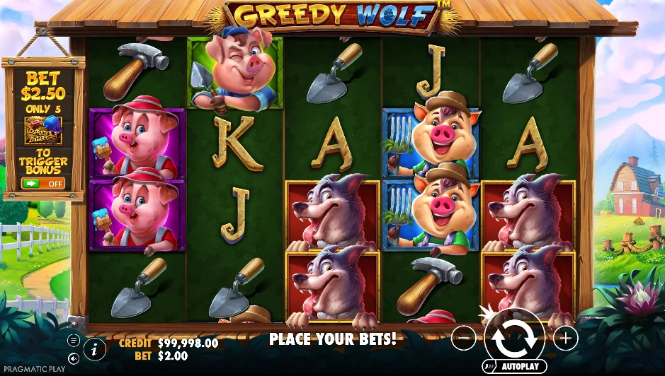 Greedy wolf slot game screenshot