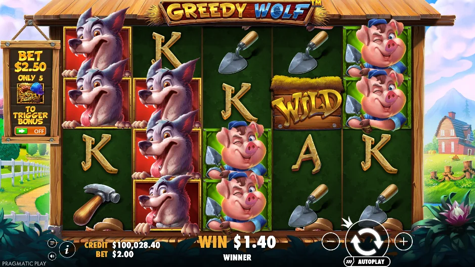 Greedy wolf slot features and rtp