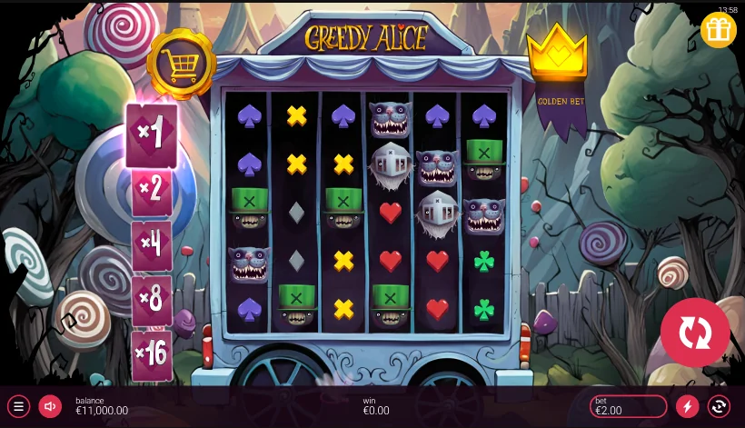 Greedy Alice slot game screenshot