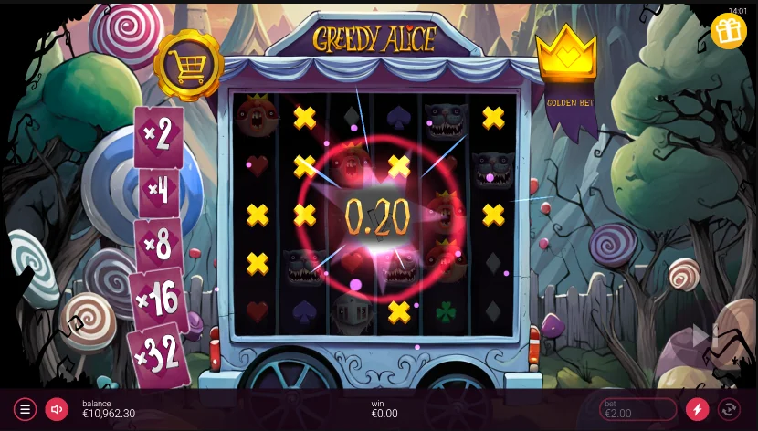 Greedy Alice slot features and rtp