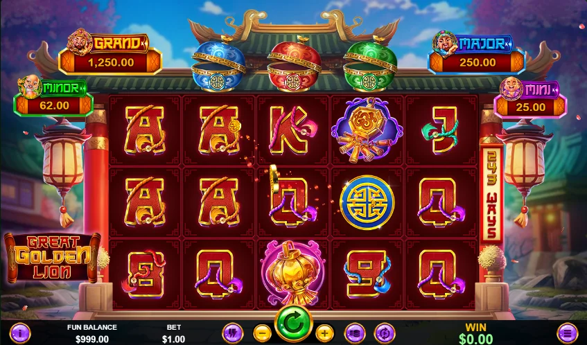 Great golden lion slot game screenshot