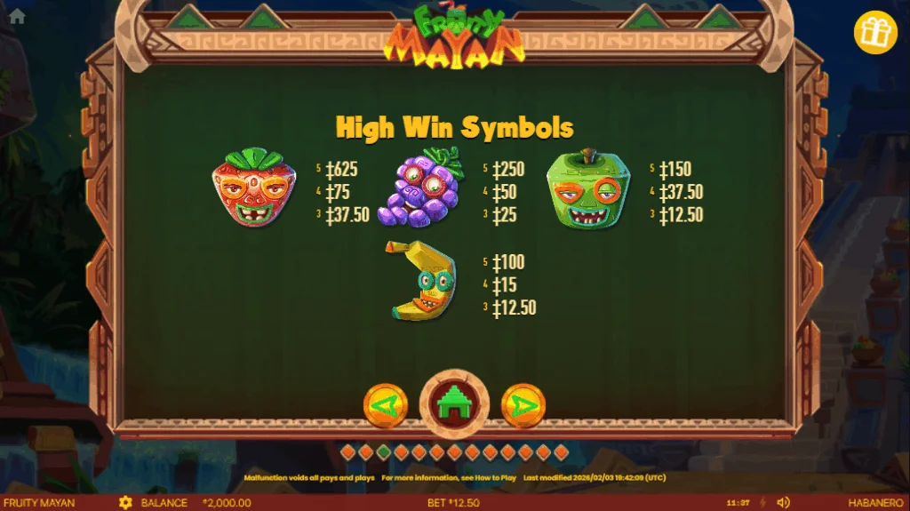 how to play Fruity Mayan slot game