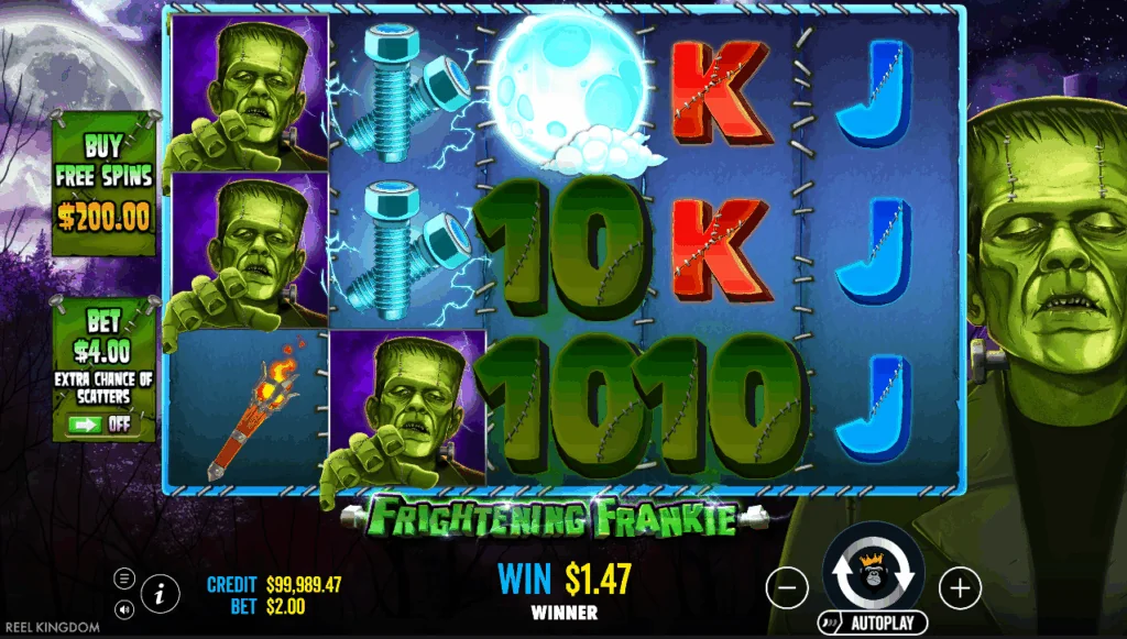 Frightening Frankie slot features and rtp