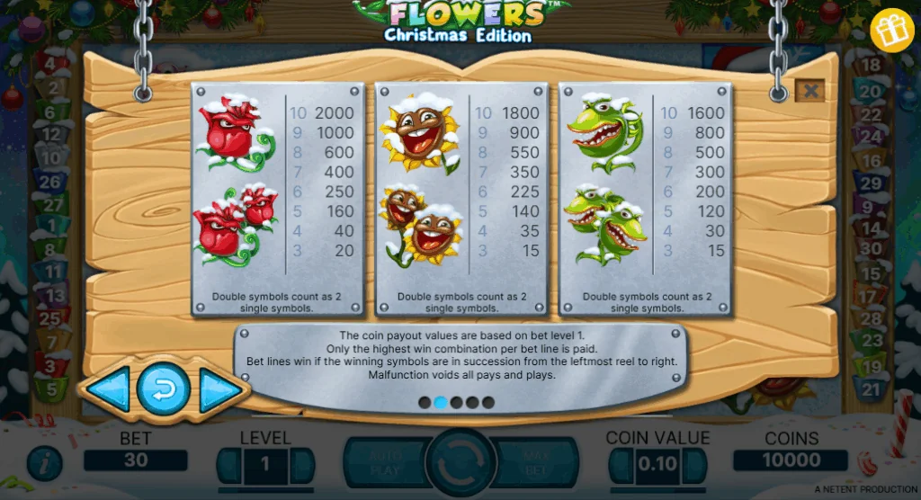 how to play Flowers Christmas Edition slot game