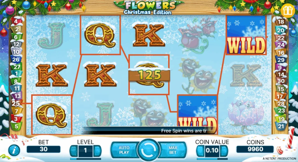 Flowers Christmas Edition slot features and rtp