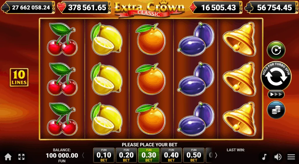 Extra Crown Classic slot game screenshot