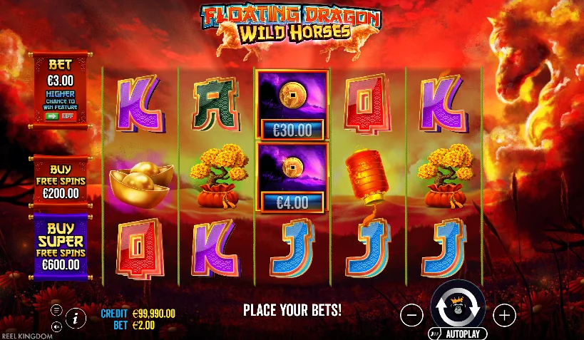 Floating Dragon Wild Horses slot game screenshot