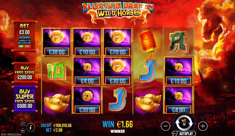 Floating Dragon Wild Horses slot features and rtp