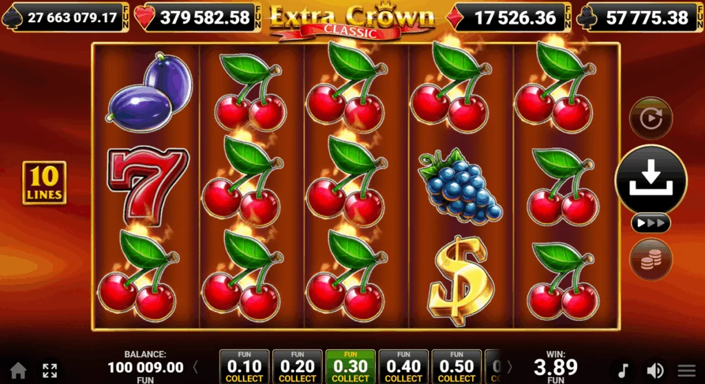 Extra Crown Classic slot features and rtp