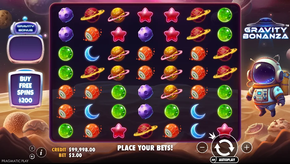 Gravity bonanza slot game screenshot