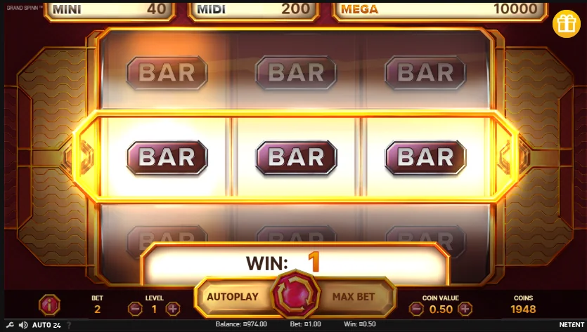 Grand spinn slot game screenshot