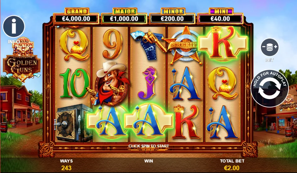 Grand junction golden guns slot game screenshot