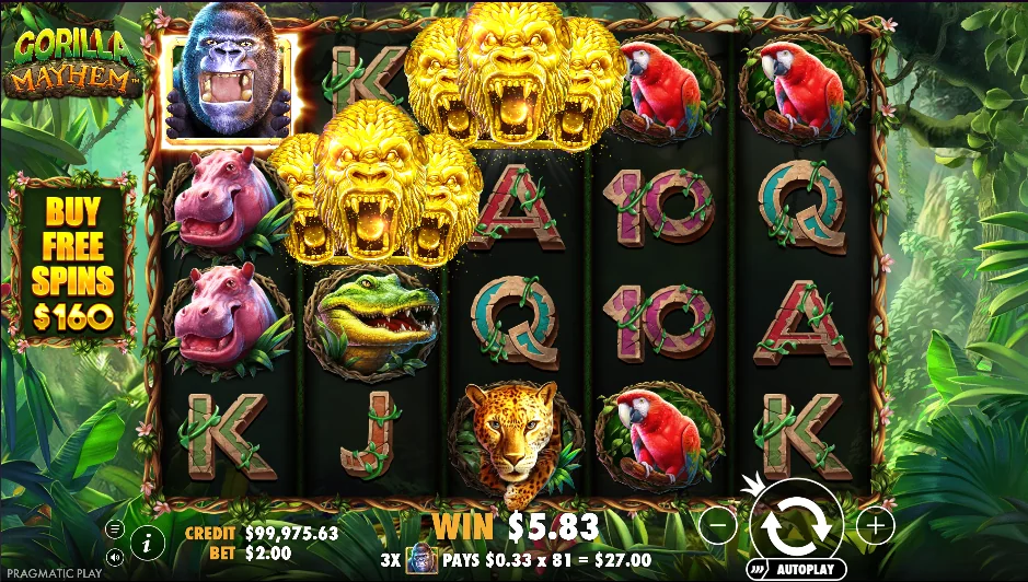 Gorilla mayhem slot features and rtp
