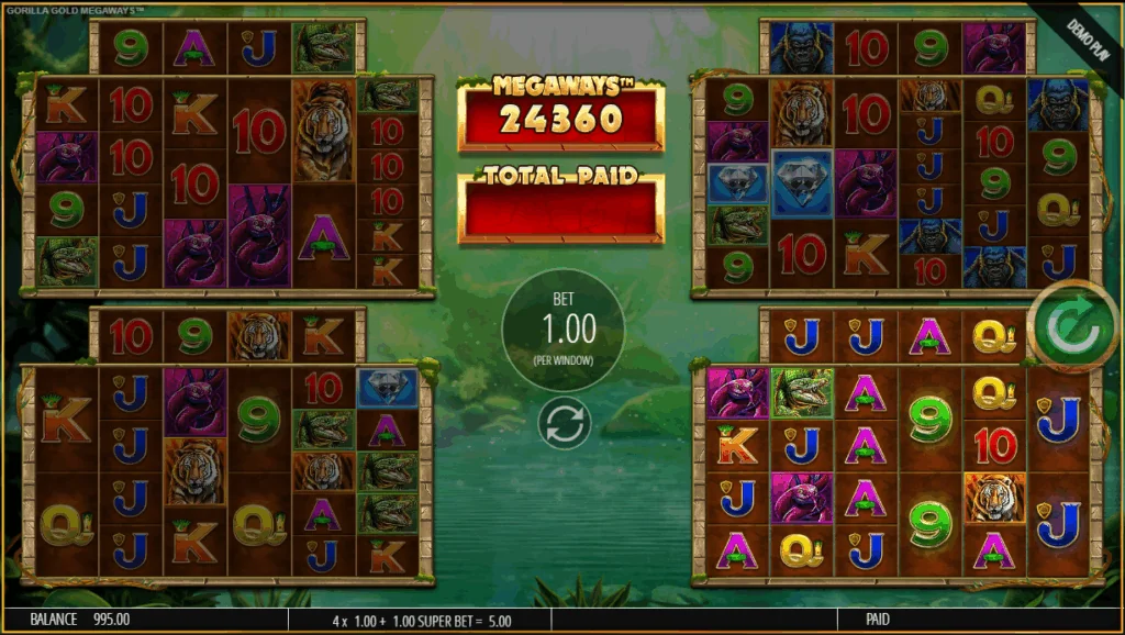 Gorilla gold megaways slot game screenshot