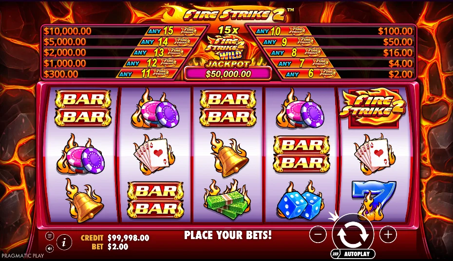 Fire strike 2 slot game screenshot