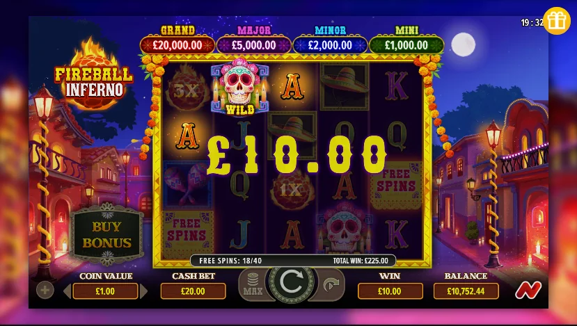 Fireball inferno slot game screenshot