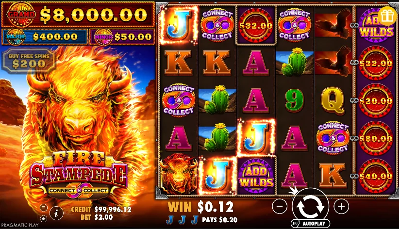 Fire stampede slot game screenshot