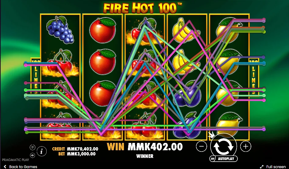 Fire hot 100 slot game