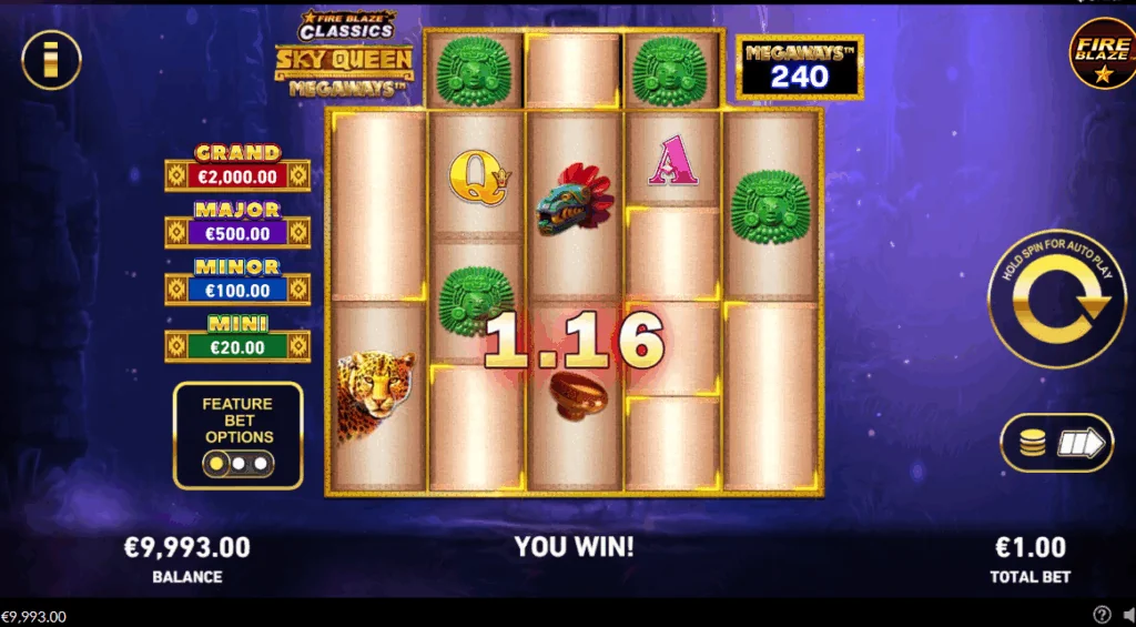 Fire blaze sky queen megaways slot features and rtp
