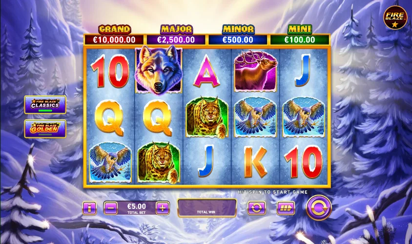 Fire blaze tundra wolf slot game screenshot