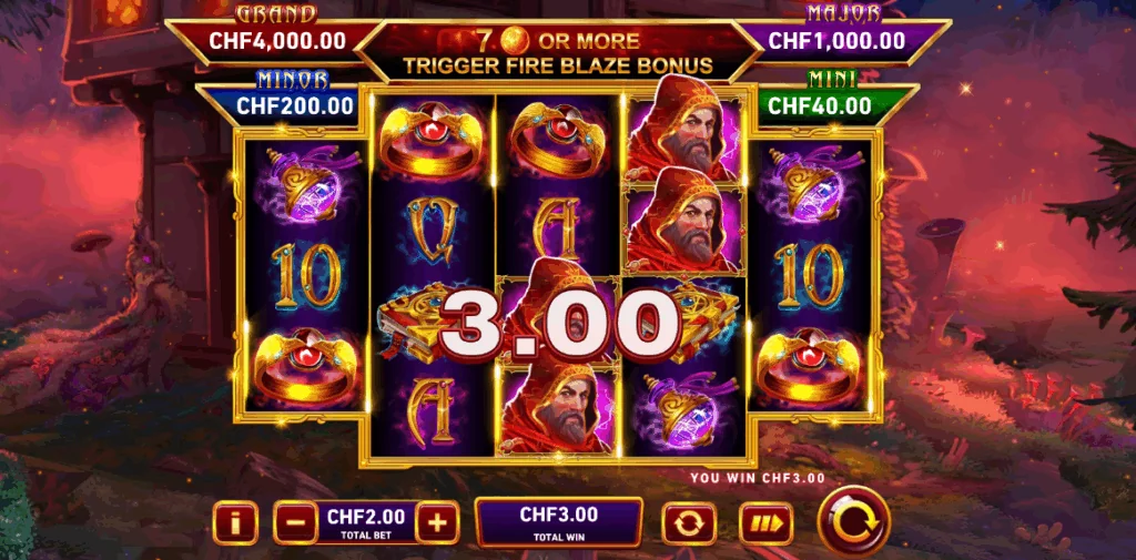 Fire blaze red wizard slot game