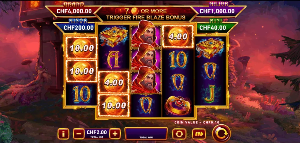Fire blaze red wizard slot features and rtp