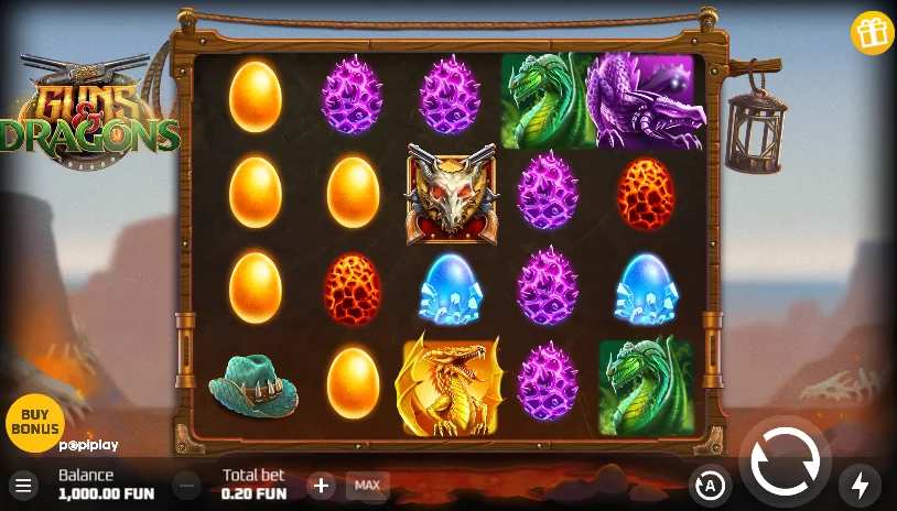 Guns and dragons slot game screenshot