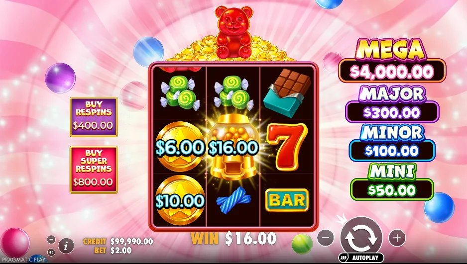 Gummy bear strike slot features and rtp