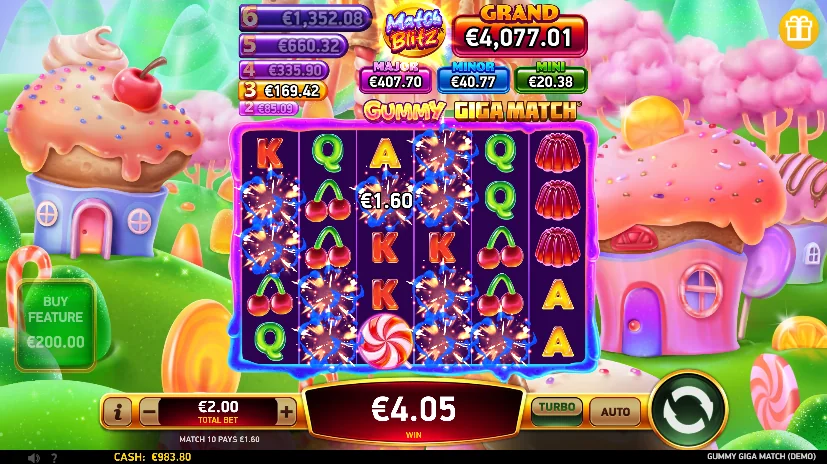 Gummy giga match slot features and rtp